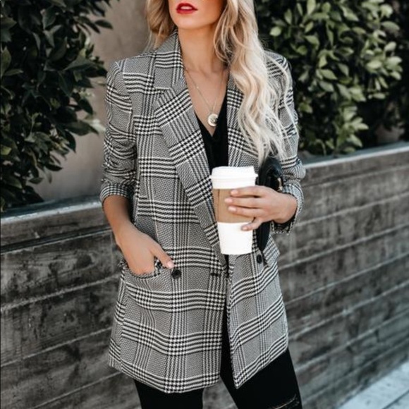 Vici Houndstooth Blazer Long Small - Picture 4 of 10